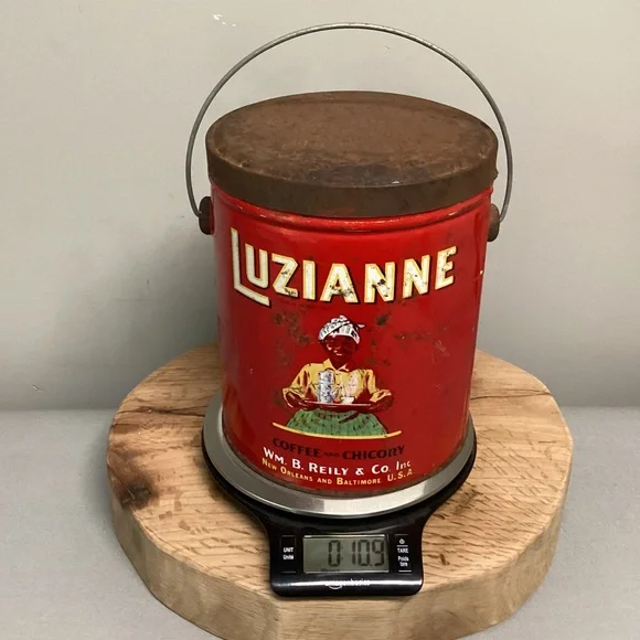 🔴 Vintage - Antique? - Luzianne Coffee And Chicory Tin w/ Lid - Collectible - Picture 16 of 16